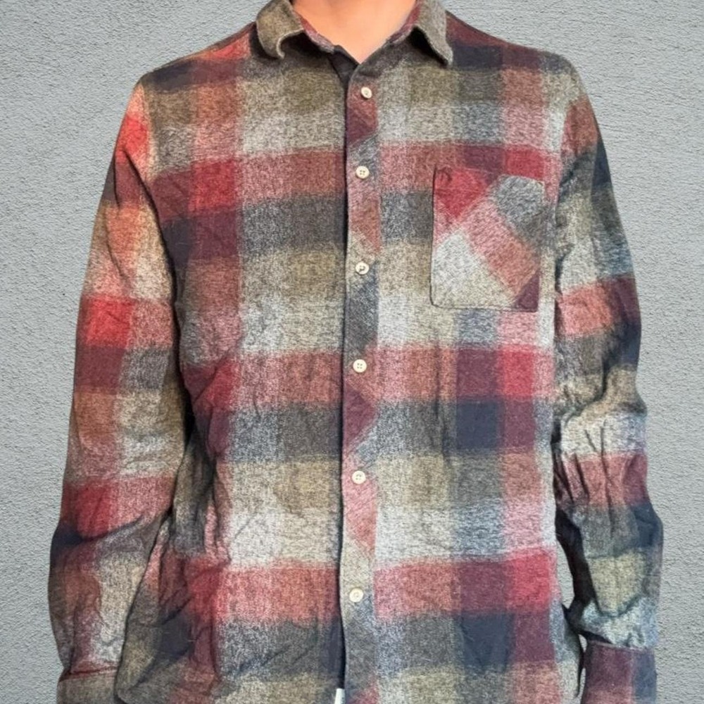Civil Society Plaid Flannel Shirt Red Blue Gray M–L